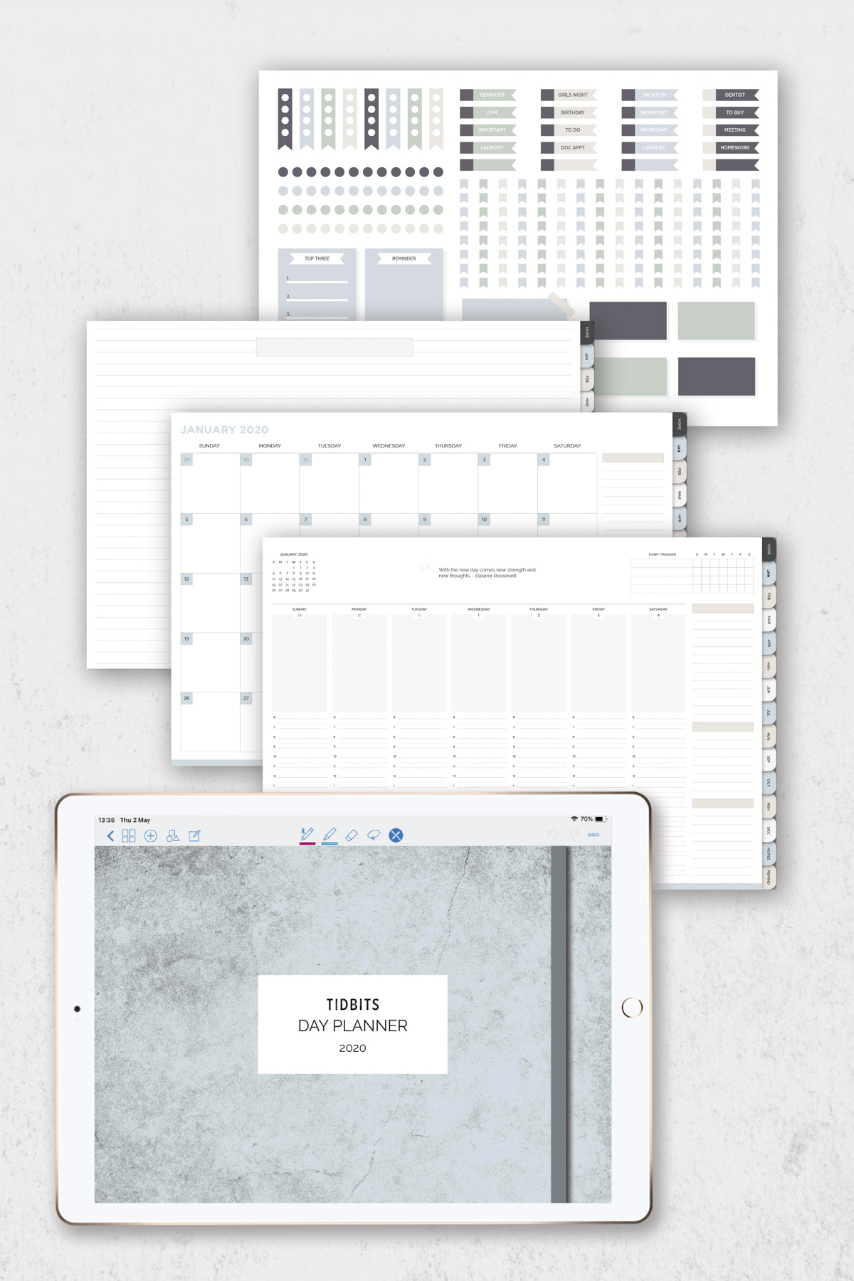 Digital pages in the TIDBITS Day Planner