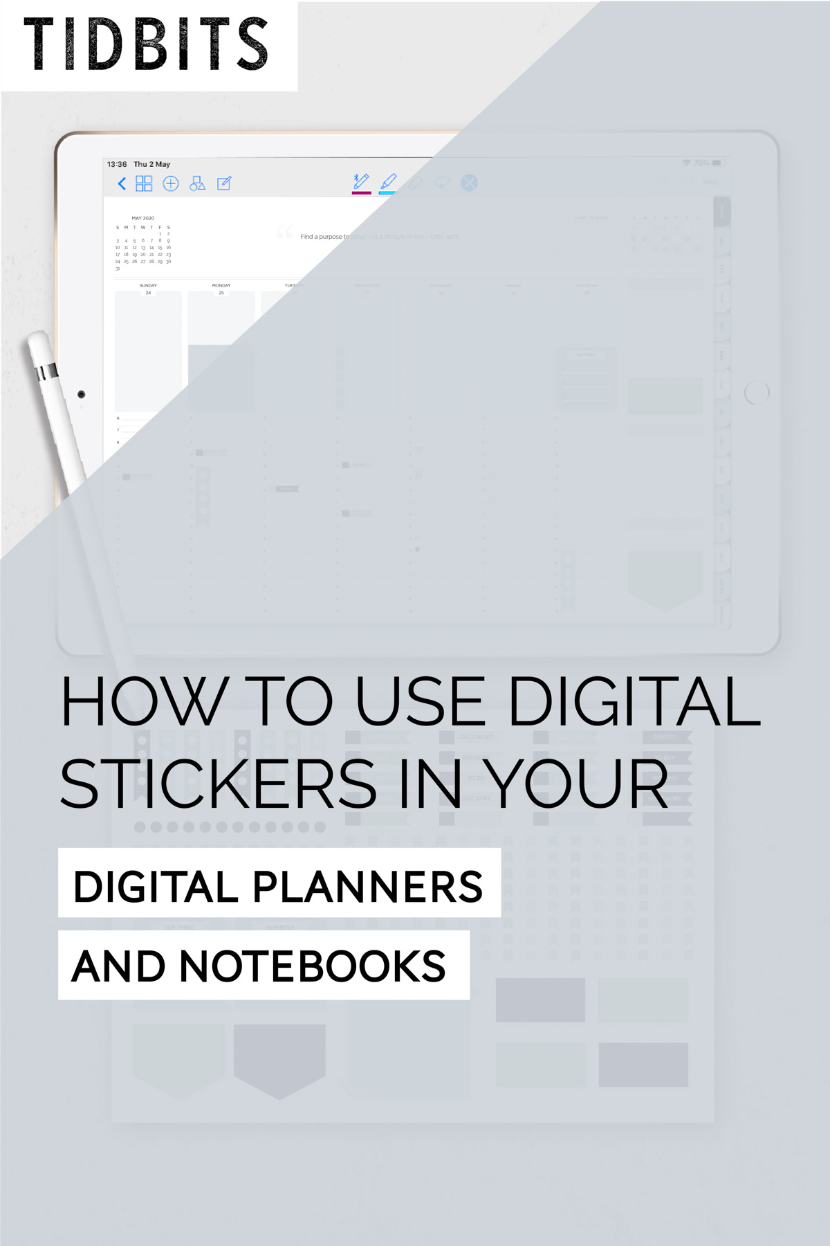 How to use digital stickers in your digital planners and notebooks.