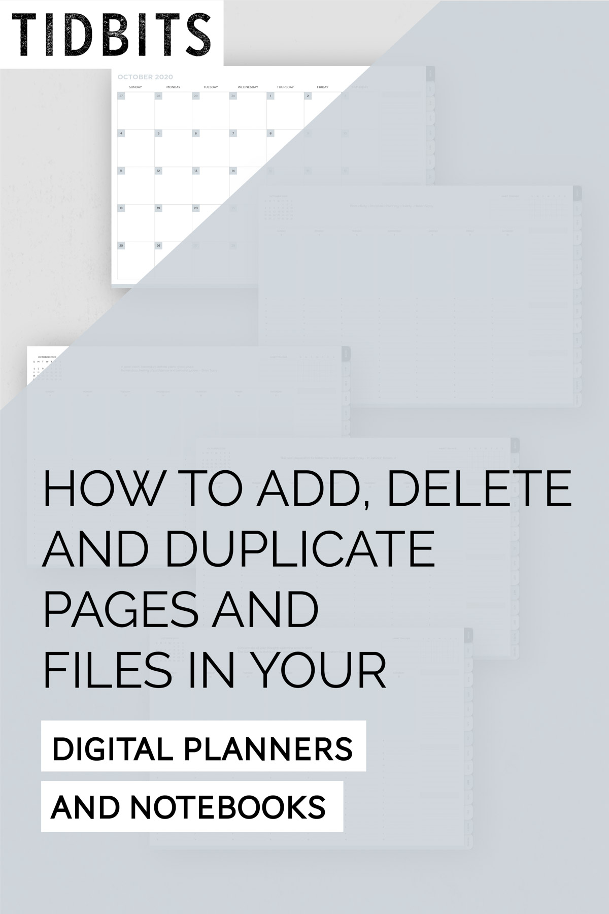 How to add, delete, duplicate pages and files in your digital planners and notebooks