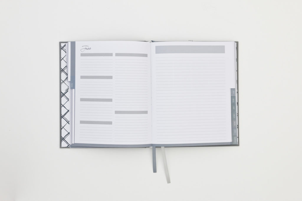 monthly planning pages in a planner