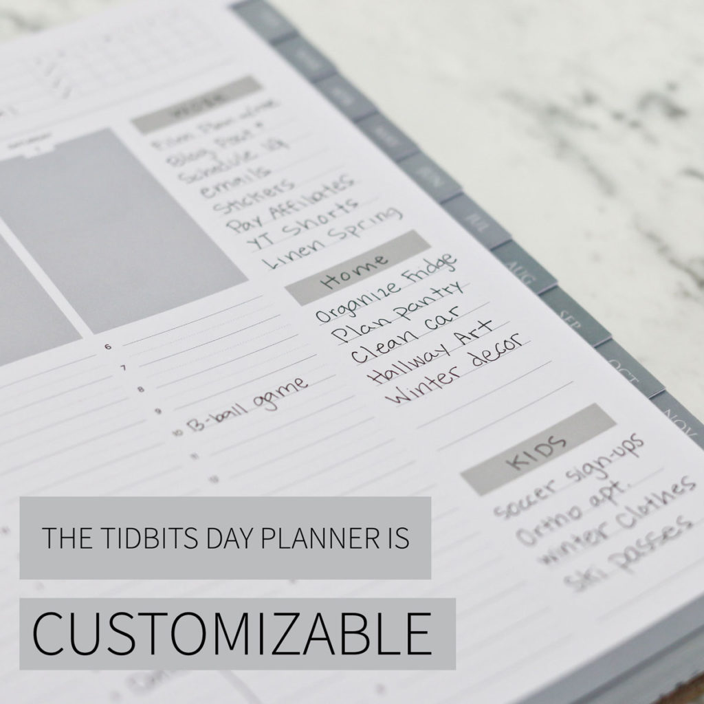 The TIDBITS Day Planner is a customizable Planner