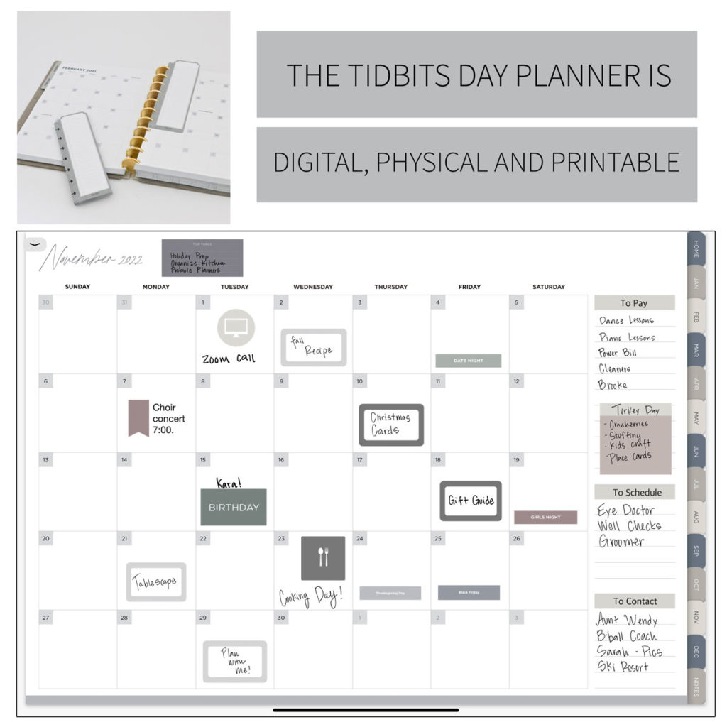 The TIDBITS Day Planner is a digital, printable and physical planner.